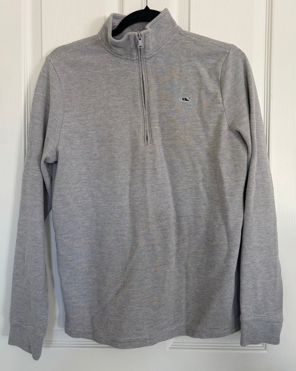 Vineyard Vines Shep Shirt Striped Heathered Gray Quarter Zip Boys XL (18)